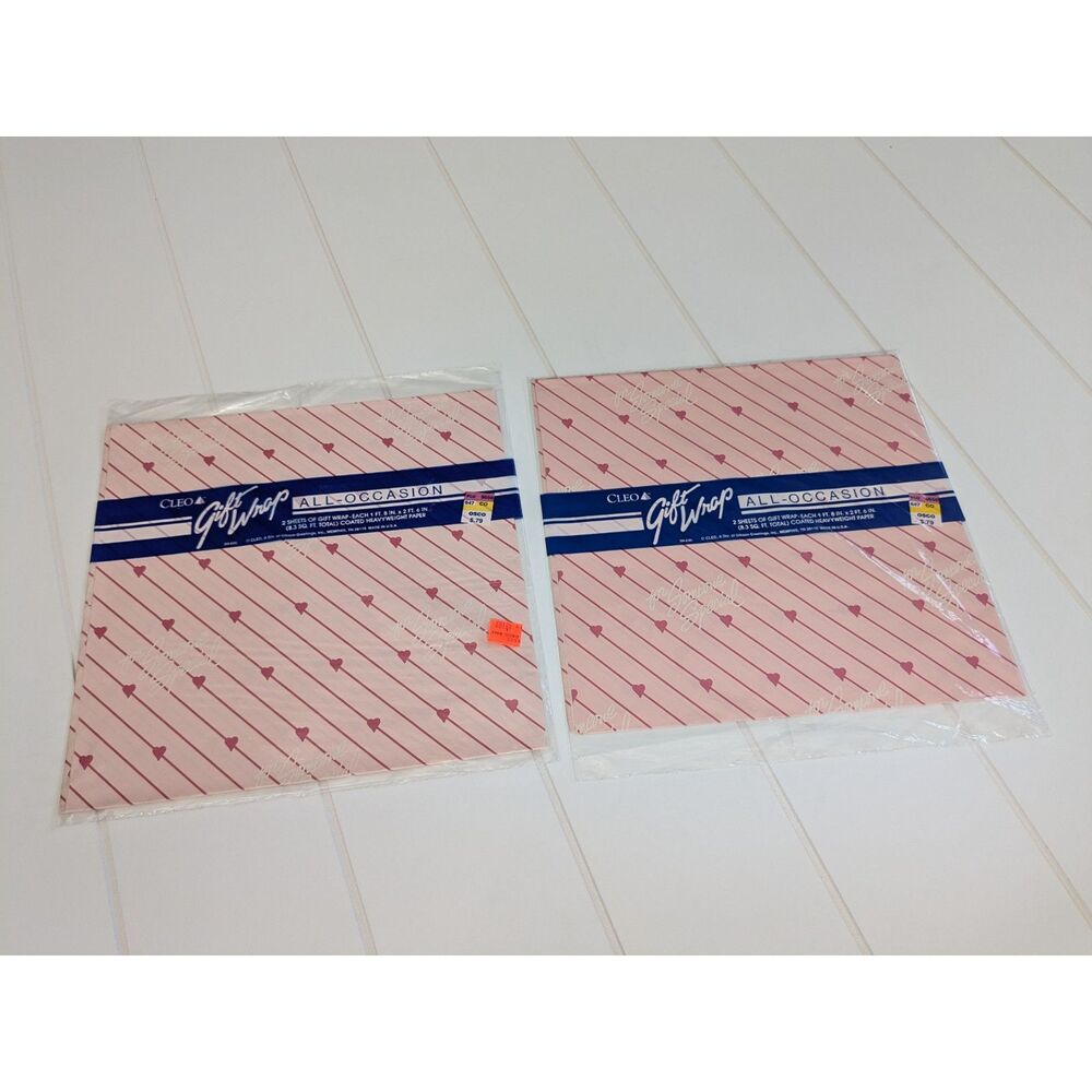 Vintage Cleo Valentine's Day Gift Wrap Sheets - NOS - 2 Sealed Packs